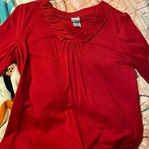 JMS 3/4 Sleeve Cotton Red Top Sz 1X (16-18)